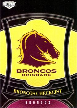 2023 NRL Traders Elite - Silver Specials #P001 Brisbane Broncos Checklist Front